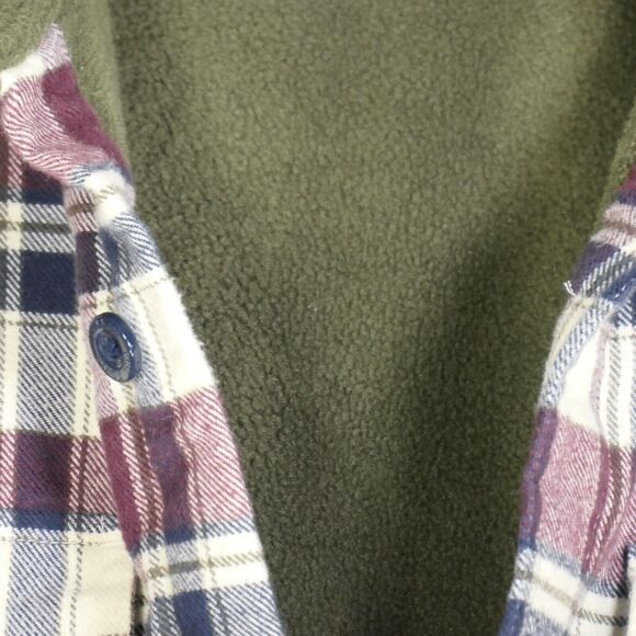 LL Bean Fleece Lined Flannel Shacket Mens Large Flannel Shirt Brown Side Pocket - Picture 6 of 11